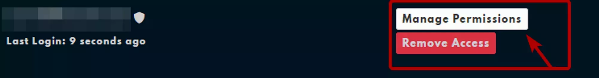 The manage permissions button on a Billing Sub-User entry