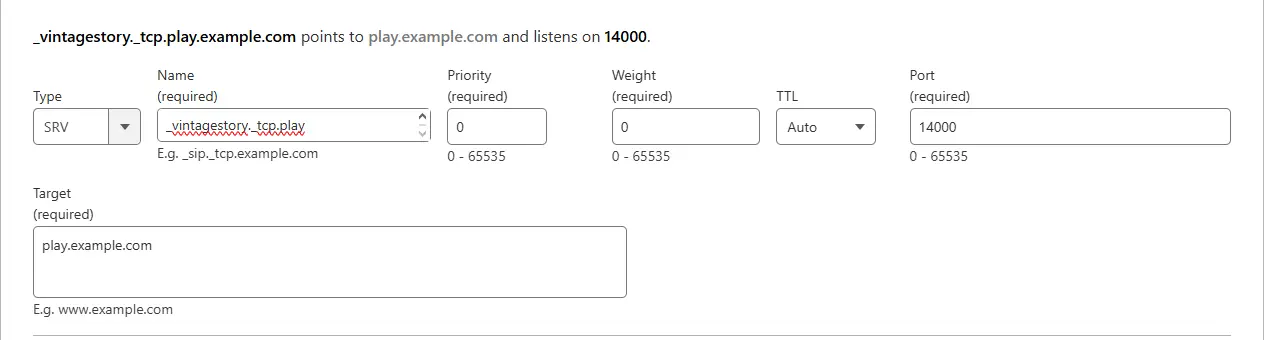 The CloudFlare new record modal with the options for an A Record populated