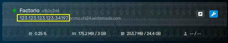 The Server IP visible on the Server List and located on the pane under the Name of the server.
