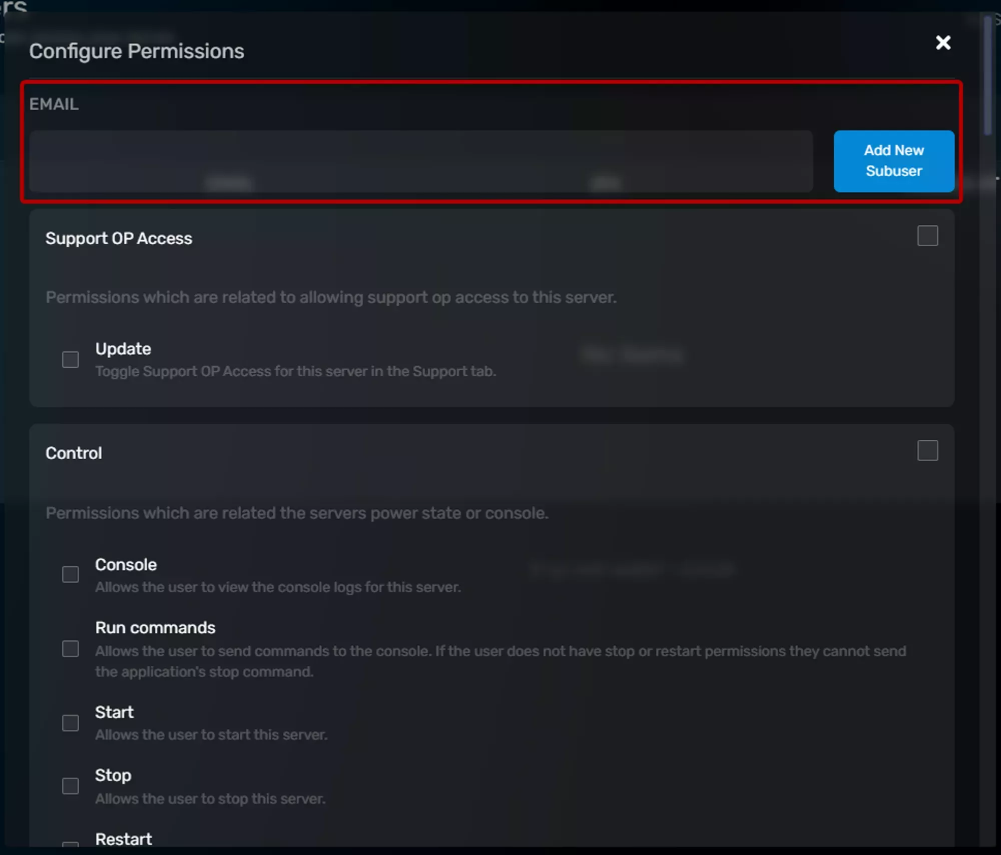 The add new Sub-user pane with the email box and the Add New Sub-user button highlighted