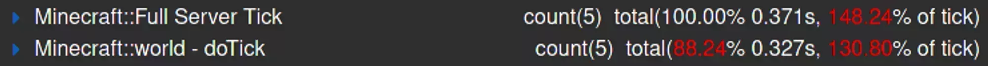 An overloaded Timings report list